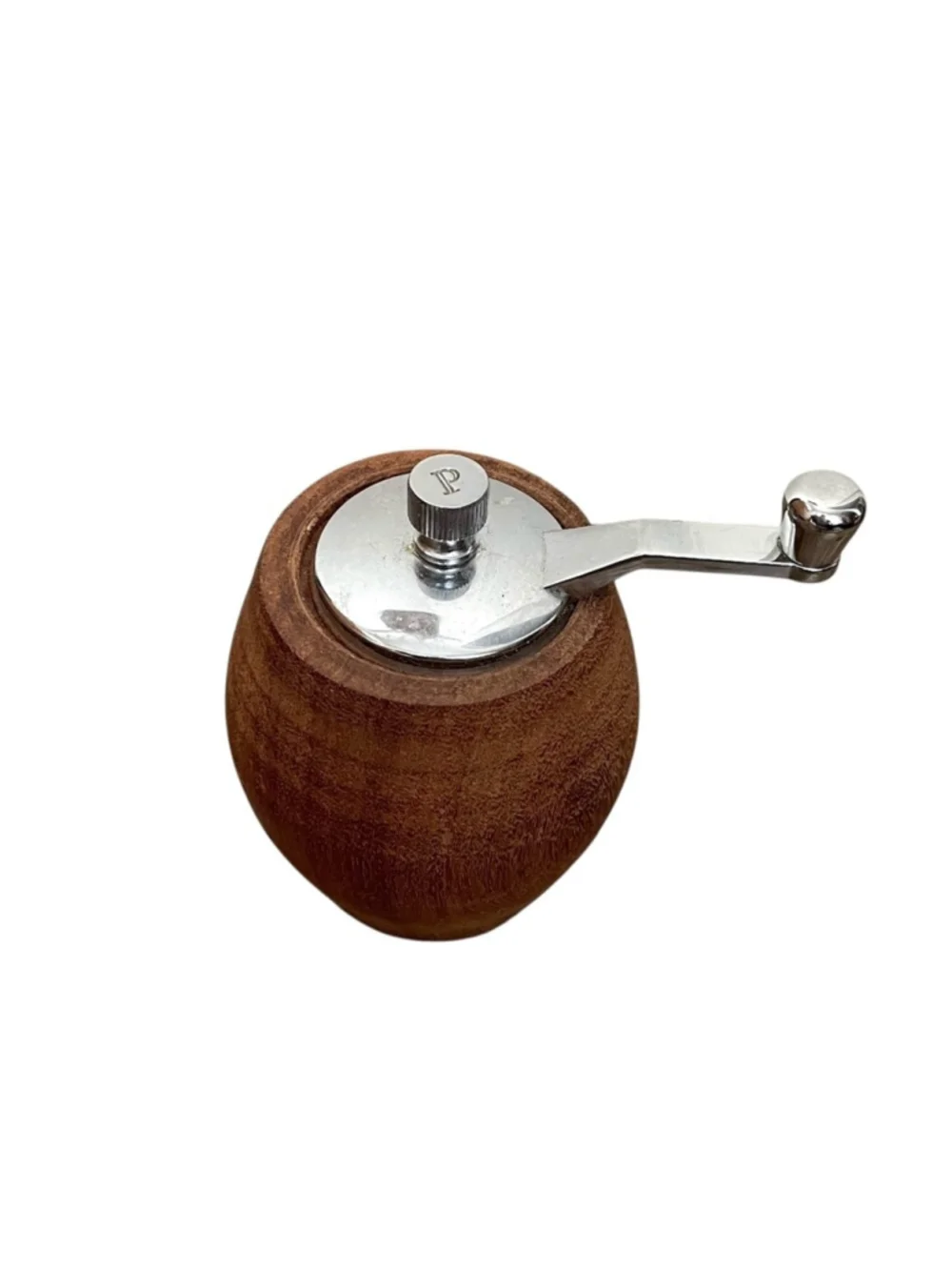 Vintage MCM Handmade Wooden Crank Top Salt Pepper Grinder Set